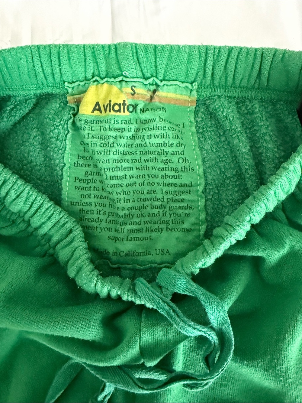 Aviator Nation Green Sweatpants with Yellow Smiley Faces - Picture 2 of 4